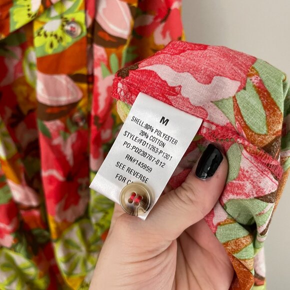 Dress Forum Tropical Fruit Button Front Belted Midi Dress Size Medium - Picture 4 of 7